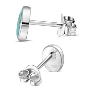  Turquoise Oval Silver Stud Earrings, e346